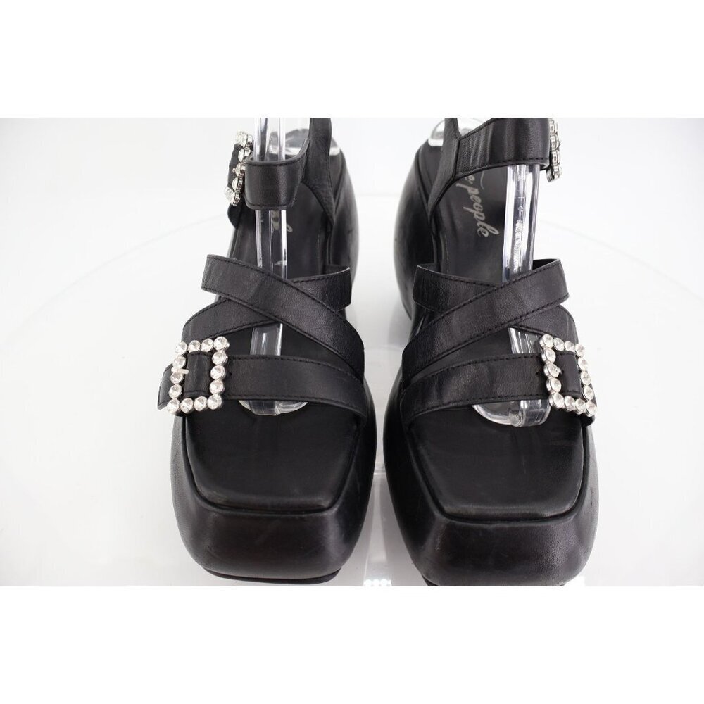 Free People Brooklyn Ankle Strap Platform Sandal Women Size 8.5 Black Chunky - Picture 5 of 16